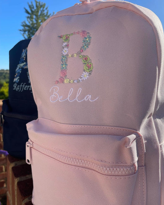 Embroidered Initial Large Essentials Backpack